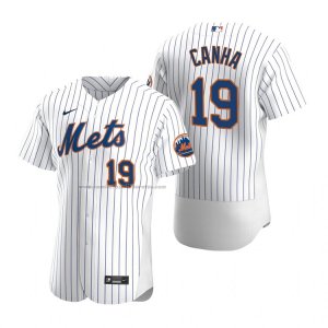 Camiseta Beisbol Hombre New York Mets Mark Canha Autentico Primera Blanco