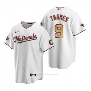 Camiseta Beisbol Hombre Washington Nationals Eric Thames Gold-Trimmed Championship Replica Blanco