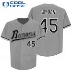 Camiseta Beisbol Hombre Chicago White Sox 45 Barons Michael Jordan Gris Button Down Cool Base