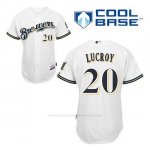 Camiseta Beisbol Hombre Milwaukee Brewers Jonathan Lucroy 20 Blanco 1ª Cool Base