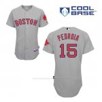 Camiseta Beisbol Hombre Boston Red Sox 15 Dustin Pedroia Cool Base Gris