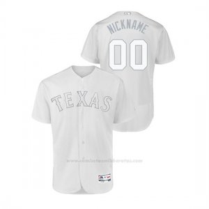 Camiseta Beisbol Hombre Texas Rangers Personalizada 2019 Players Weekend Autentico Blanco