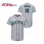 Camiseta Beisbol Hombre Seattle Mariners Yusei Kikuchi 150th Aniversario Patch Autentico Flex Base Gris