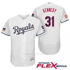 Camiseta Beisbol Hombre Kansas City Royals 2017 Estrellas y Rayas Ian Kennedy Blanco Flex Base