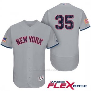 Camiseta Beisbol Hombre New York Yankees 2017 Estrellas y Rayas Michael Pineda Gris Flex Base
