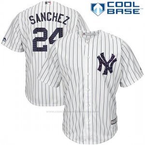 Camiseta Beisbol Hombre New York Yankees 2017 Estrellas y Rayas Gary Sanchez Blanco Azul Cool Base