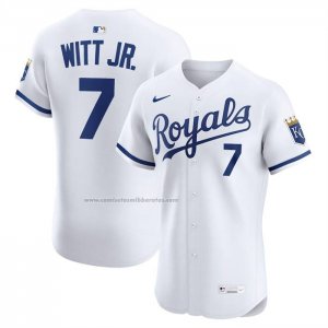 Camiseta Beisbol Hombre Kansas City Royals Bobby Witt Jr Primera Elite Blanco