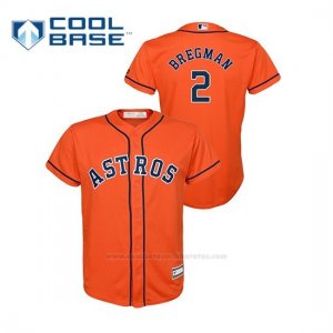 Camiseta Beisbol Nino Houston Astros Alex Bregman Cool Base Alternato Naranja