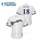 Camiseta Beisbol Hombre Milwaukee Brewers Keston Hiura 2019 Postseason Cool Base Blanco