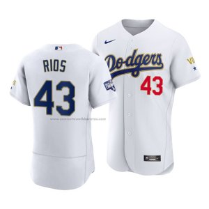 Camiseta Beisbol Hombre Los Angeles Dodgers Edwin Rios 2021 Gold Program Autentico Blanco Oro