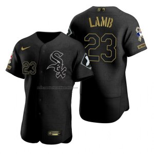 Camiseta Beisbol Hombre Chicago White Sox Jake Lamb Negro 2021 Salute To Service