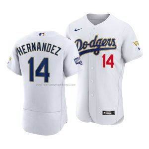 Camiseta Beisbol Hombre Los Angeles Dodgers Enrique Hernandez 2021 Gold Program Autentico Blanco Oro