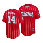 Camiseta Beisbol Hombre Miami Marlins Adam Duvall 2021 City Connect Replica Rojo