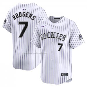 Camiseta Beisbol Hombre Colorado Rockies Brendan Rodgers Primera Limited Blanco