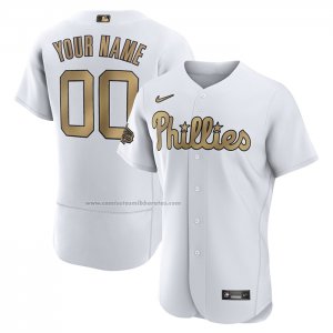 Camiseta Beisbol Hombre Philadelphia Phillies Personalizada 2022 All Star Autentico Blanco