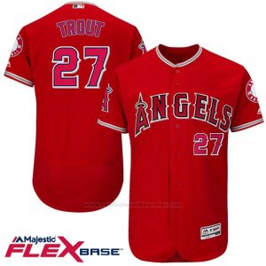Camiseta Beisbol Hombre Los Angeles Angels Mike Trout 27 Rojo Flex Base Autentico Coleccion Jugador
