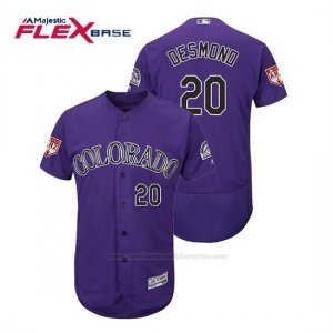 Camiseta Beisbol Hombre Colorado Rockies Ian Desmond Flex Base Entrenamiento de Primavera 2019 Violeta