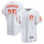 Camiseta Beisbol Hombre San Francisco Giants Brandon Crawford 2021 City Connect Replica Blanco