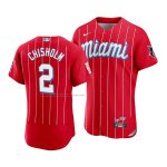 Camiseta Beisbol Hombre Miami Marlins Jazz Chisholm 2021 City Connect Autentico Rojo