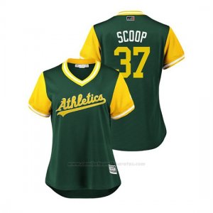 Camiseta Beisbol Mujer Oakland Athletics Edwin Jackson 2018 Llws Players Weekend Scoop Green