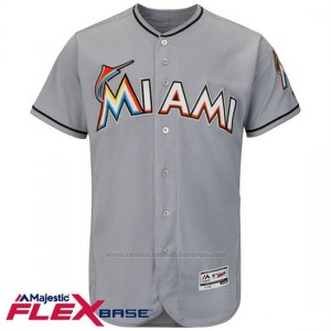 Camiseta Beisbol Hombre Miami Marlins Blank Gris Flex Base Autentico Coleccion