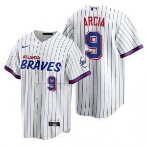 Camiseta Beisbol Hombre Atlanta Braves Orlando Arcia Replica 2021 City Connect Blanco