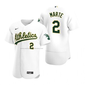 Camiseta Beisbol Hombre Oakland Athletics Starling Marte Autentico Primera Blanco