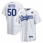 Camiseta Beisbol Hombre Los Angeles Dodgers Mookie Betts 2025 World Series Primera Replica Blanco Camiseta Beisbol Hombre Los Angeles Dodgers Mookie Betts 2025 World Series Primera Replica Blanco