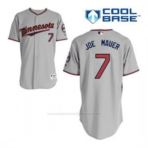 Camiseta Beisbol Hombre Minnesota Twins Joe Mauer 7 Gris Cool Base