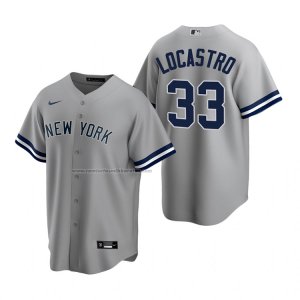 Camiseta Beisbol Hombre New York Yankees Tim Locastro Replica Road Gris