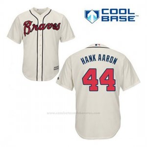 Camiseta Beisbol Hombre Atlanta Braves 44 Hank Aaron Crema Alterno Cool Base