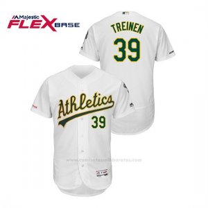 Camiseta Beisbol Hombre Oakland Athletics Blake Treinen 150th Aniversario Patch Autentico Flex Base Blanco