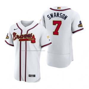 Camiseta Beisbol Hombre Atlanta Braves Dansby Swanson 2022 Gold Program Autentico Blanco
