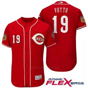 Camiseta Beisbol Hombre Cincinnati Reds 19 Joey Votto Scarlet 2017 Entrenamiento de Primavera Flex Base Jugador