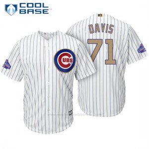 Camiseta Beisbol Hombre Chicago Cubs 71 Wade Davis Blanco Oro Program Cool Base