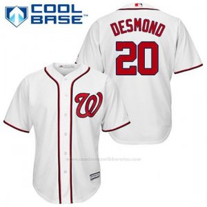 Camiseta Beisbol Hombre Washington Nationals Ian Desmond 20 Blanco 1ª Cool Base