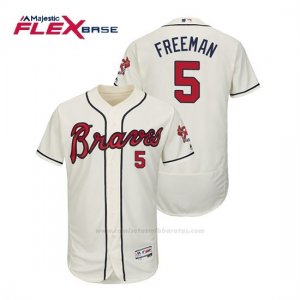 Camiseta Beisbol Hombre Atlanta Braves Freddie Freeman Flex Base Autentico Collezione Alternato 2019 Crema