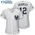 Camiseta Beisbol Mujer New York Yankees 2017 Postemporada Chase Headley Blanco Cool Base