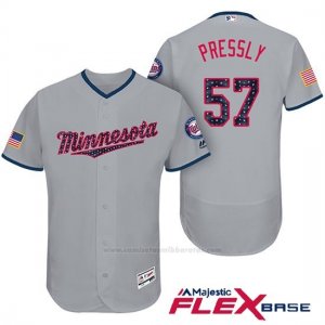 Camiseta Beisbol Hombre Minnesota Twins 2017 Estrellas y Rayas Ryan Pressly Gris Flex Base