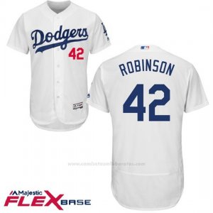 Camiseta Beisbol Hombre Los Angeles Dodgers Jackie Robinson Autentico Coleccion Blanco Flex Base