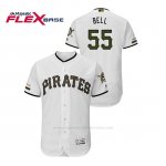 Camiseta Beisbol Hombre Pittsburgh Pirates Josh Bell 150th Aniversario Patch Autentico Flex Base Blanco