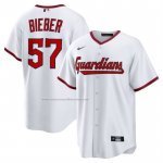 Camiseta Beisbol Hombre Cleveland Guardians Shane Bieber Home Replica Blanco