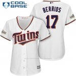 Camiseta Beisbol Mujer Minnesota Twins 2017 Postemporada Jose Berrios Blanco Cool Base