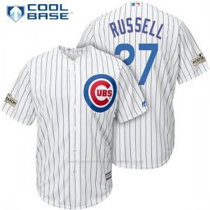Camiseta Beisbol Hombre Chicago Cubs 2017 Postemporada 27 Addison Russell Blanco Cool Base