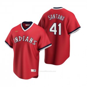 Camiseta Beisbol Hombre Cleveland Indians Carlos Santana Cooperstown Collection Road Rojo