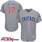 Camiseta Beisbol Hombre Chicago Cubs 17 Kris Bryant Gris Flex Base Autentico Coleccion Jugador