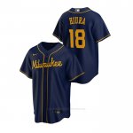 Camiseta Beisbol Hombre Milwaukee Brewers Keston Hiura Replica Alterno Azul