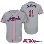 Camiseta Beisbol Hombre Atlanta Braves 2017 Estrellas y Rayas 11 Ender Inciarte Gris Flex Base