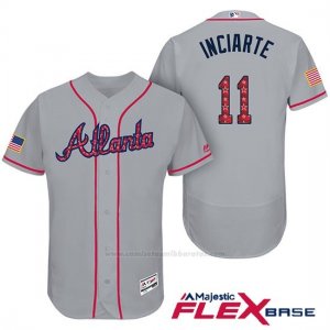 Camiseta Beisbol Hombre Atlanta Braves 2017 Estrellas y Rayas 11 Ender Inciarte Gris Flex Base