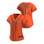 Camiseta Beisbol Mujer Houston Astros Carlos Correa 2020 Replica Alterno Naranja